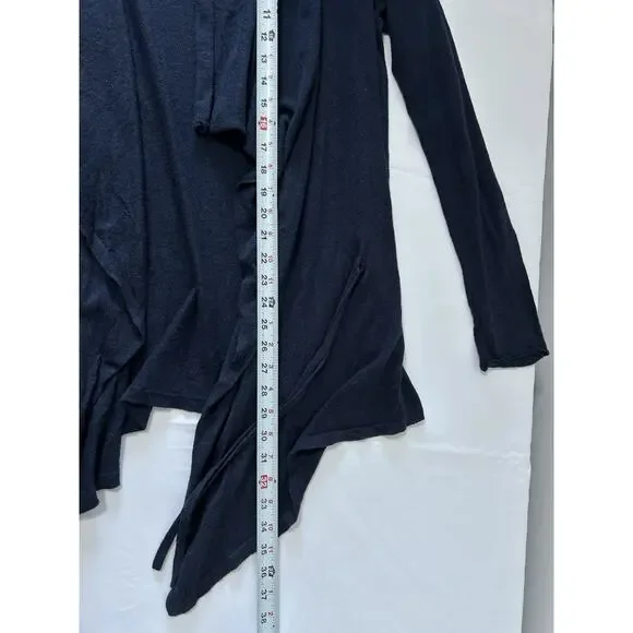 VINCE Drape Front Waterfall Navy Blue Open Wool Cardigan‎ Sweater Medium $275 - Picture 8 of 9